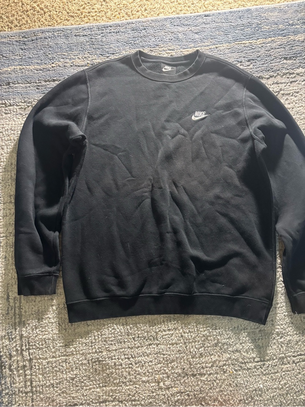 Nike Men's Black Crewneck Sweatshirt with White Logo